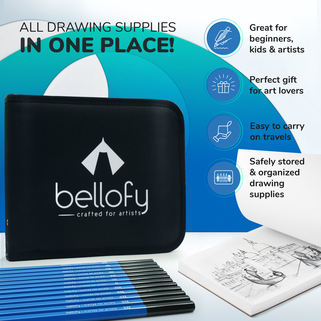 Bellofy Sketching Drawing Kit Set 72 Pieces And 100 Sheets Sketchbook