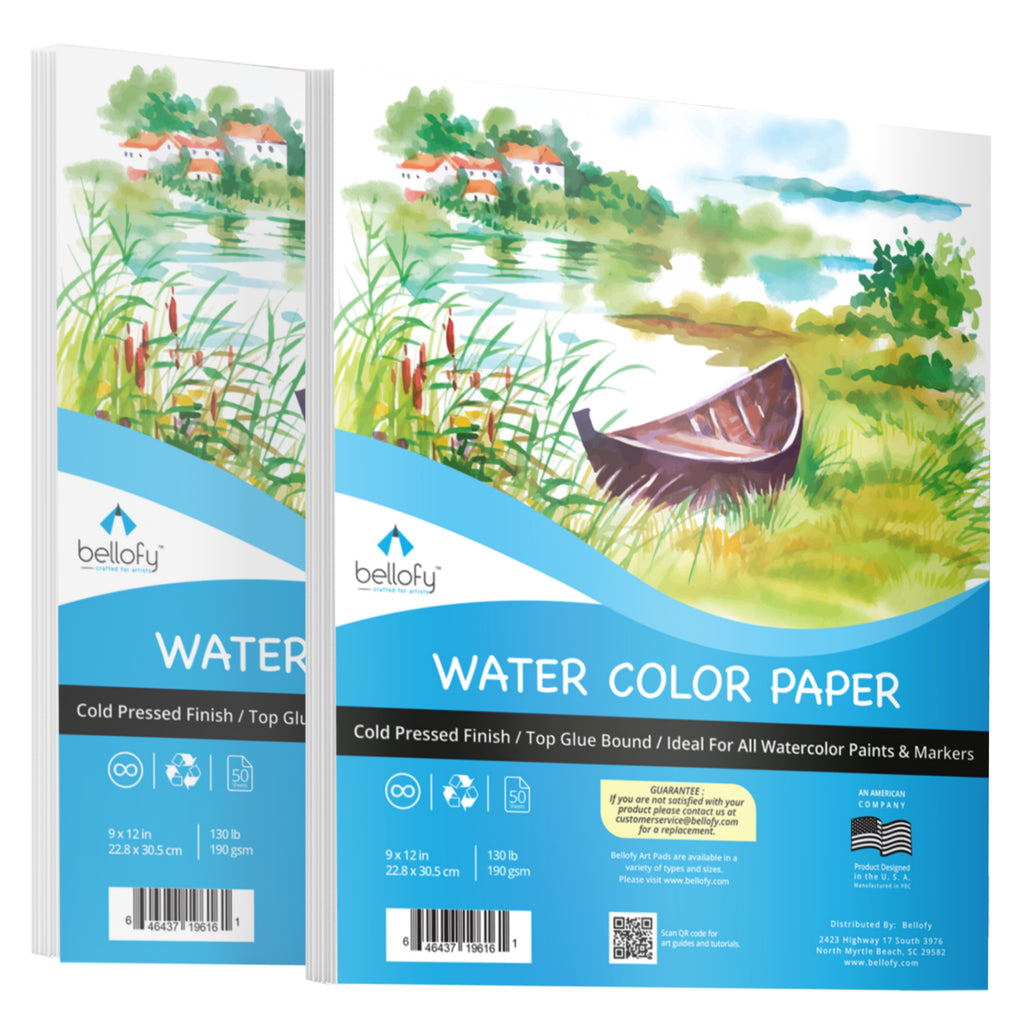 2X Watercolor Paper Pads - 9x12 in - Watercolor Sketchbook Journal with  Cold Press Watercolor Paper Finish - 130 IB 190 GSM - Watercolor Paper for