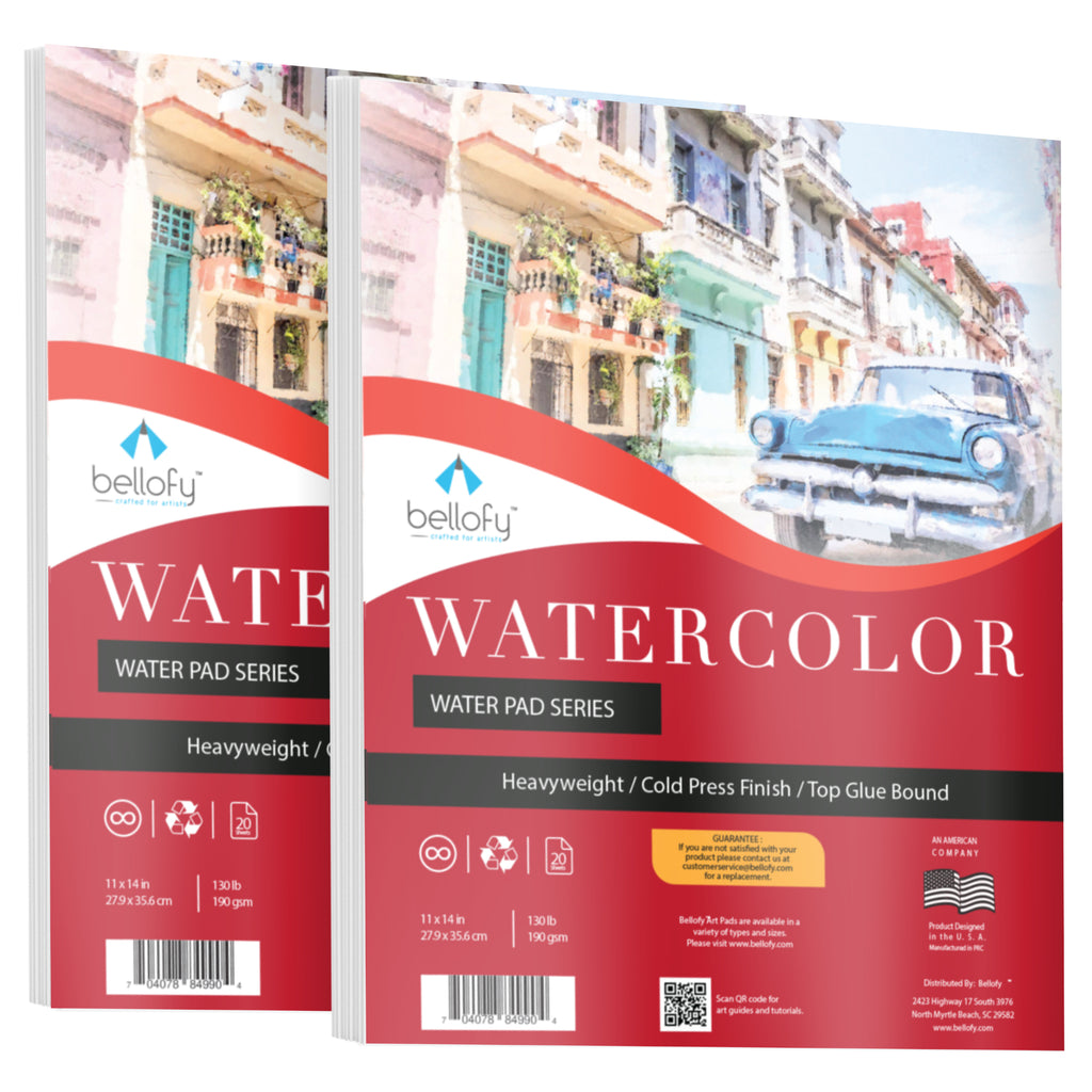Bellofy Water Coloring Paper Journal - Painting Paper for Kids w/cold Press Watercolor Paper Finish - 5.8x8.3 in - 130 IB 190 GSM - Watercolor Paper