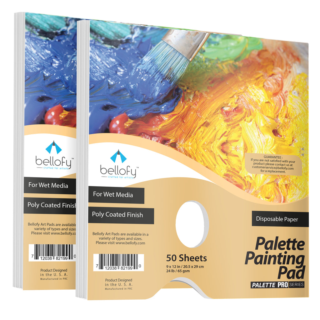D'artisan Shoppe WetNDri Palette Paper for Acrylic Paint. 50 Disposable Paint Palette Paper and 2 Grey Wet Pallet Sponge Suitable for Stay Wet Palette