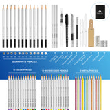 72 Piece Drawing Sketch Kit with 100 Sheet Sketchbook - Art Supplies for Adults, Teens, Kids