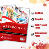 Large Watercolor Paper Pad Set of 2 - 20 Sheets/Pad - Cold Press Paper for Wet Media