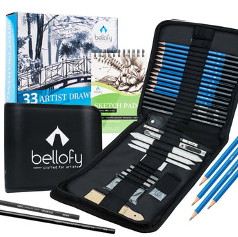 33 piece Professional Drawing and Sketch Kit - Professional Art Kit and Drawing Kit for Beginners