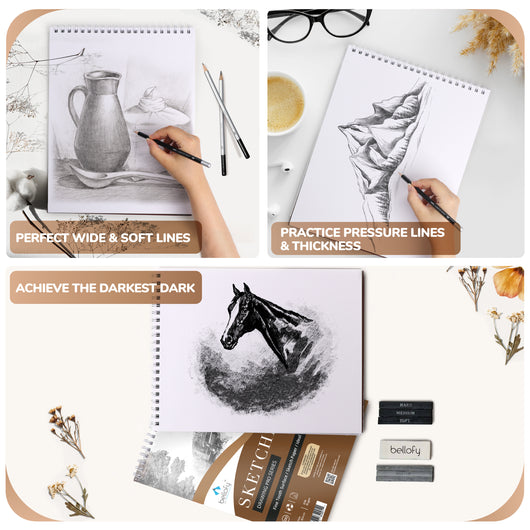  Bellofy Multimedia Sketchbook Set Of 2 40 Sheets, Mixed Media  Sketchbook 11x14, Drawing Paper For Artists, Beginner & Kid