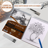 Large Sketchbook Set of 2 - 25 Sheets/Pad - 11x14 Inch - Art Supplies for Artists, Beginners & Kids