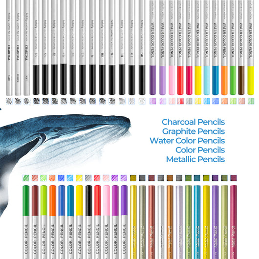 Bellofy 12 Drawing Pencils - Art Pencils Sketch Travel Set Artists Drawing Kit - 9B, 8B, 7B, 6B, 5B, 4B, 3B, 2B, B, HB, F, H - Precision Graphite